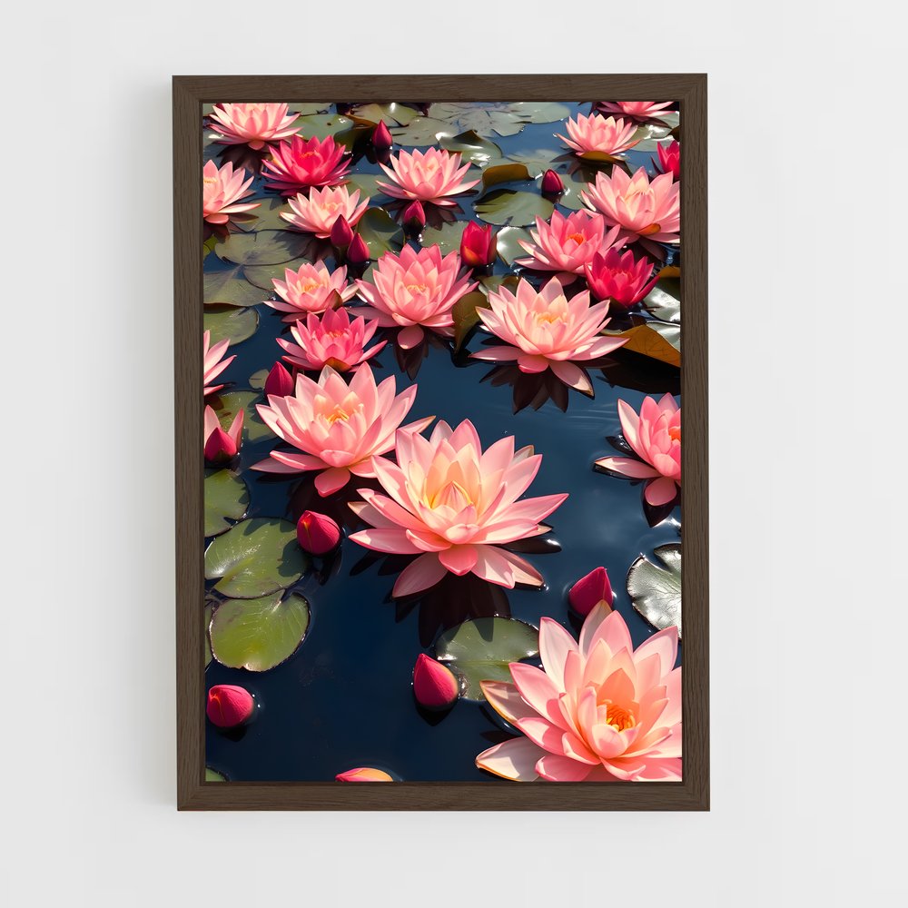 ap-water lily-8 cadre Bois foncé