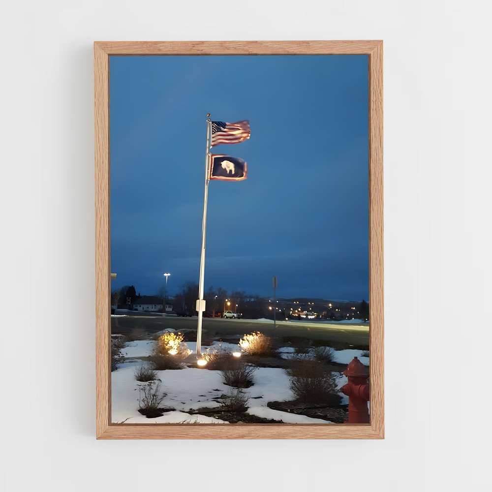 ap-wyoming flag-3 cadre Bois clair