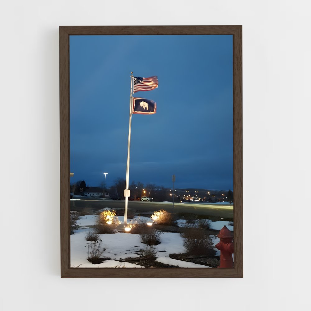ap-wyoming flag-3 cadre Bois foncé