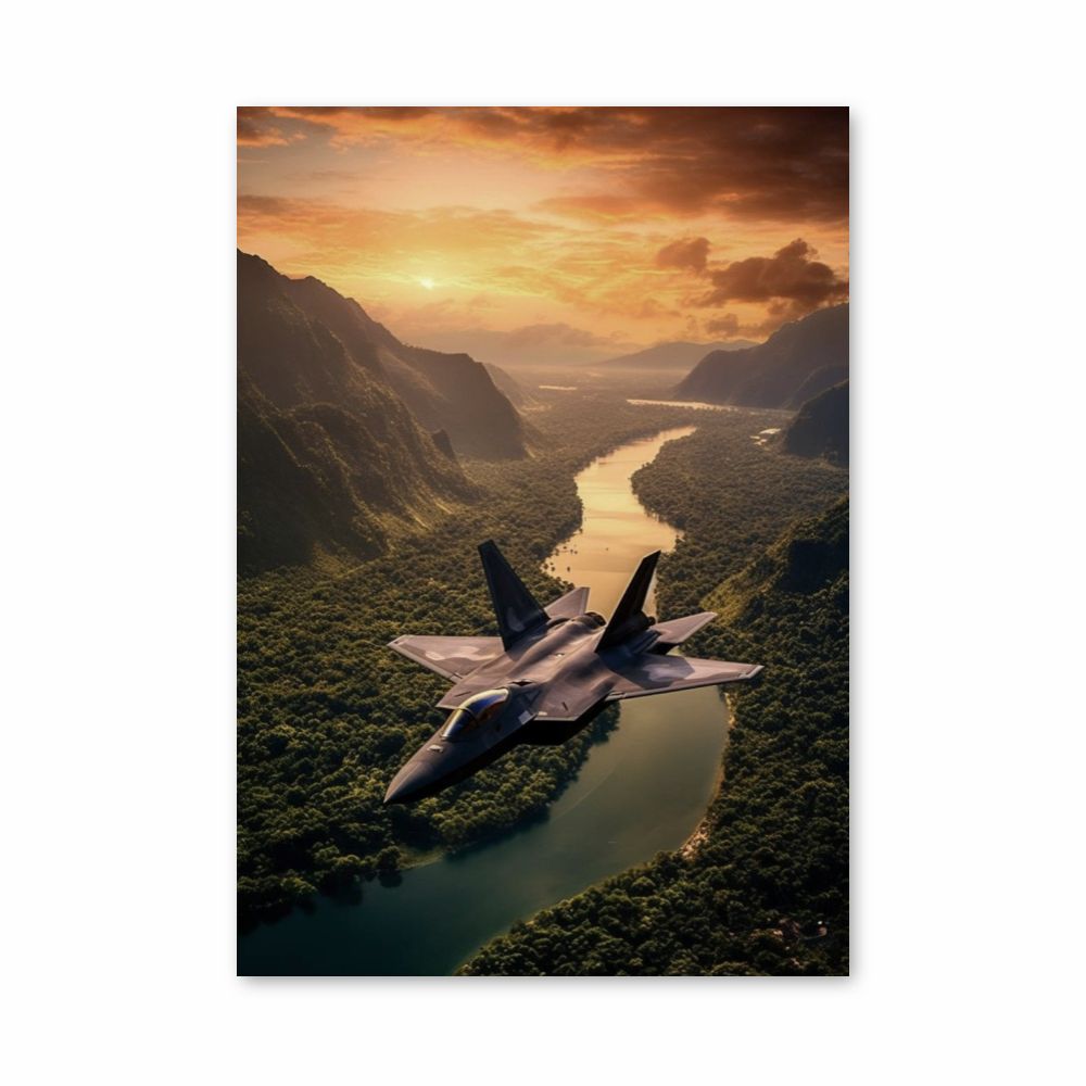 Poster Soleil Avion de Chasse