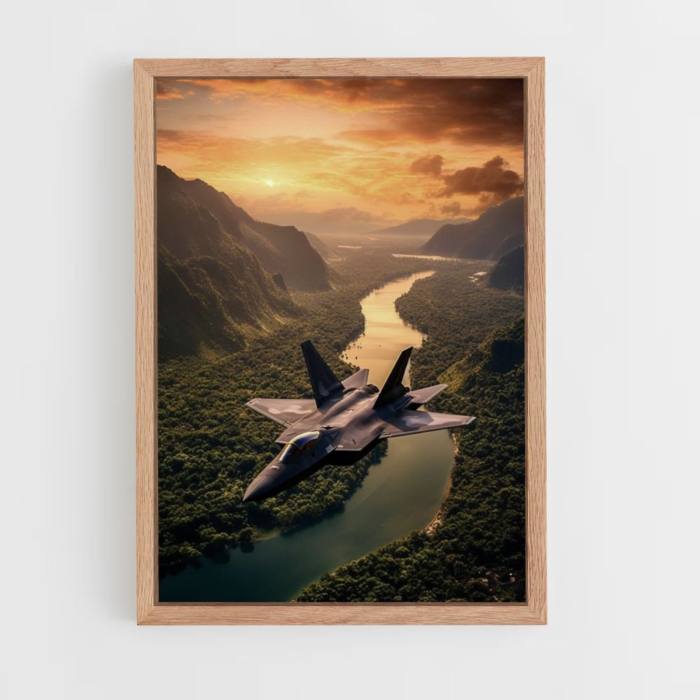 Poster Soleil Avion de Chasse