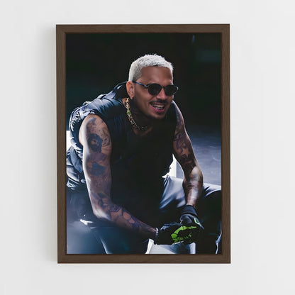 chris-brown-4 cadre Bois foncé