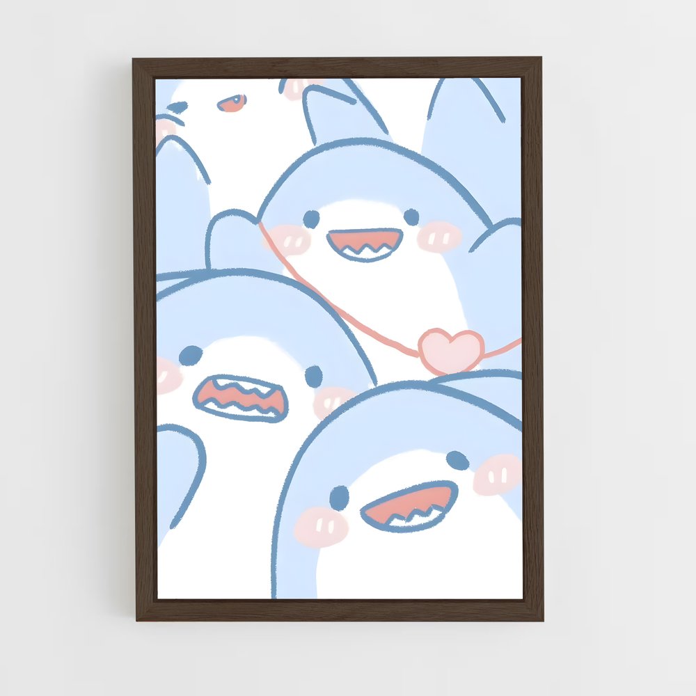 cute-animals-3 cadre Bois foncé