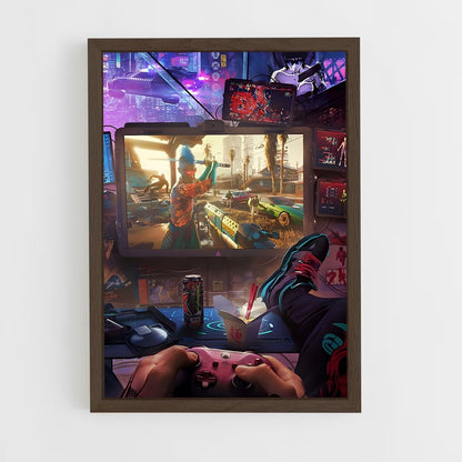 cyberpunk-1 cadre Bois foncé