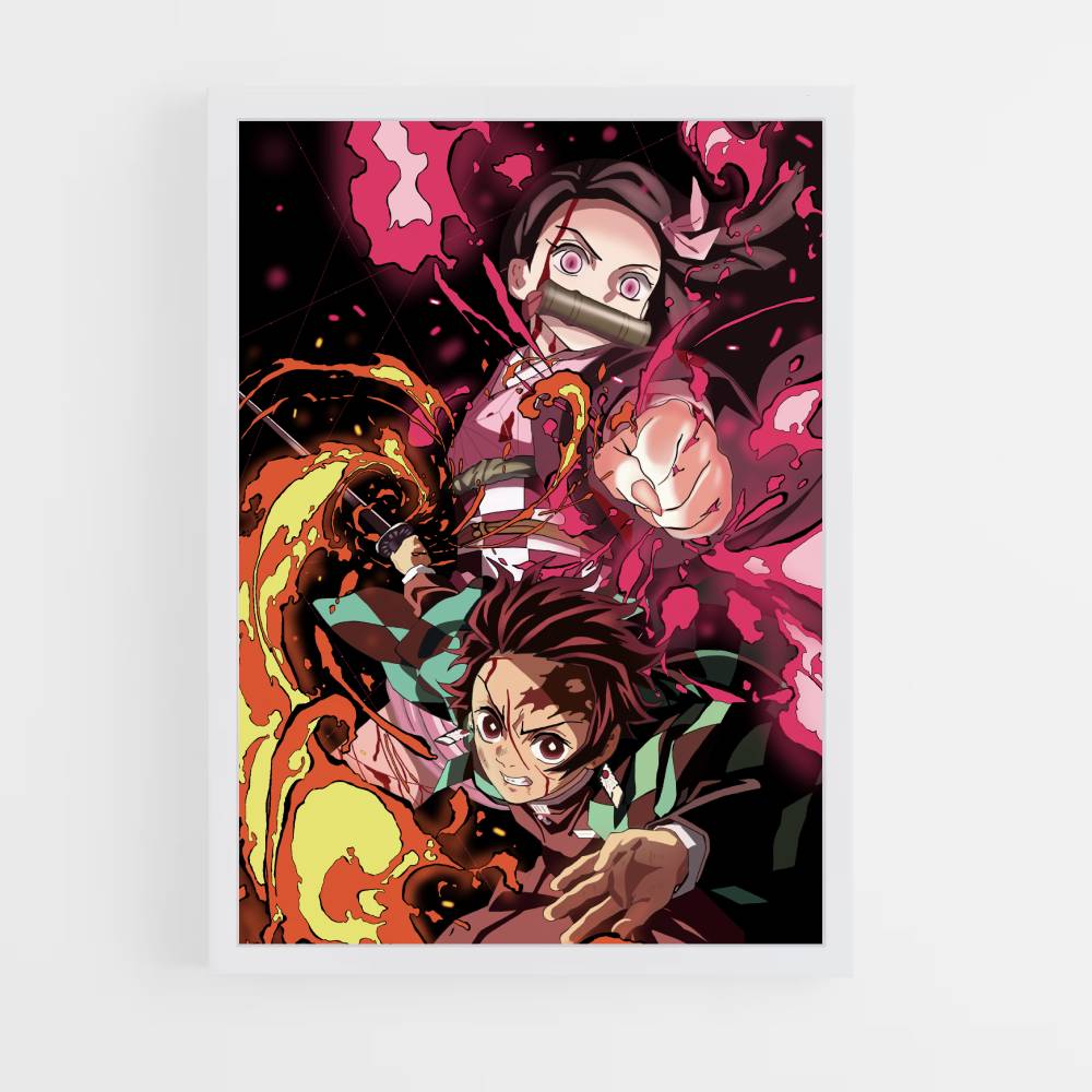 Poster Tanjiro Nezuko Attaque