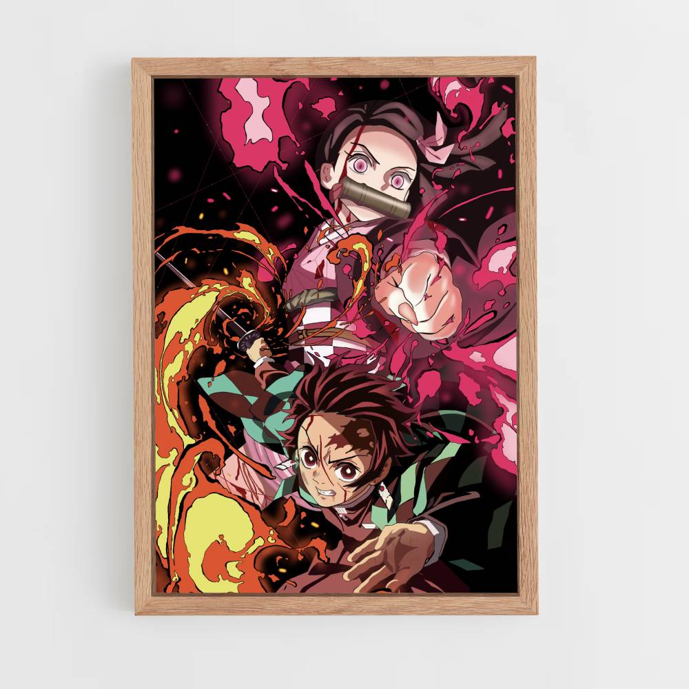 Poster Tanjiro Nezuko Attaque