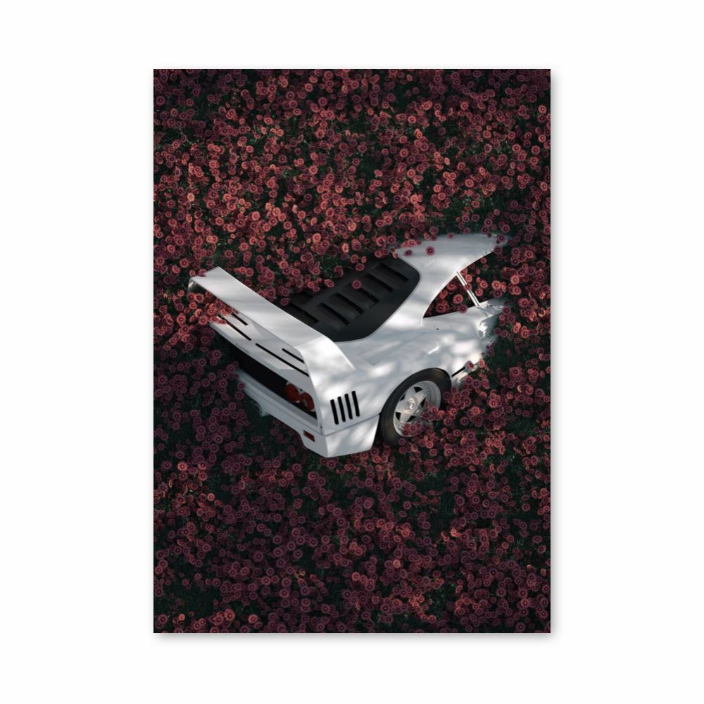 Poster Ferrari F40 Fleurs