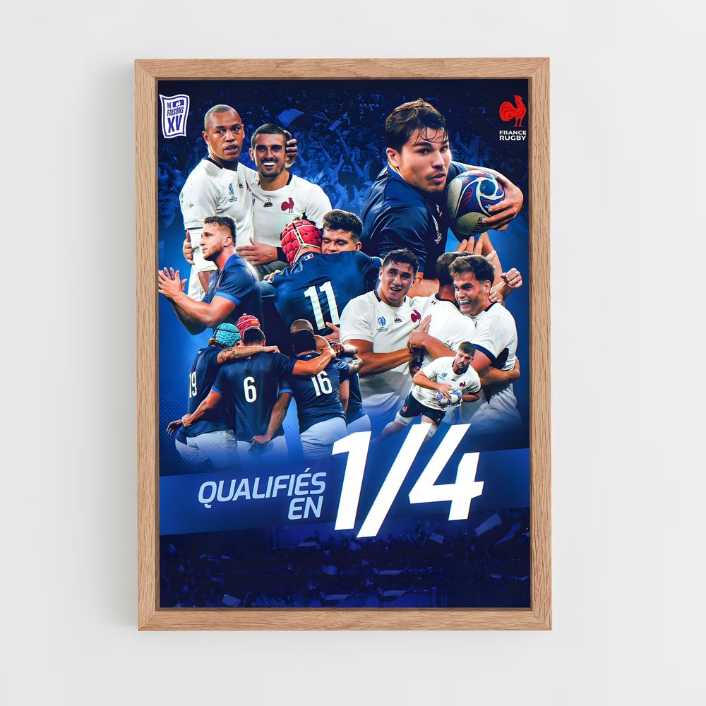 france-rugby-10 cadre Bois clair