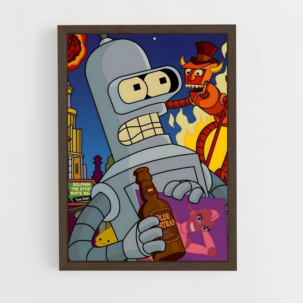 futurama-11 cadre Bois foncé