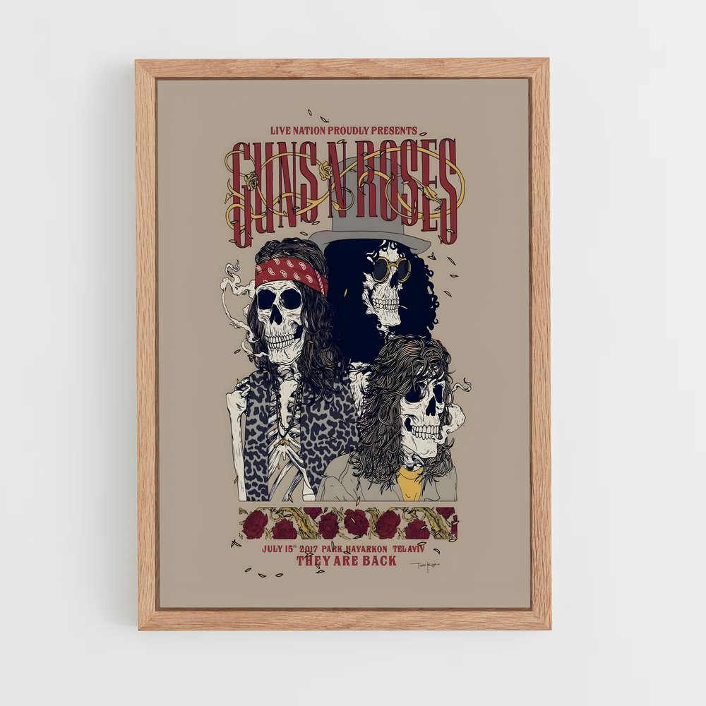 guns-n-roses-3 cadre Bois clair