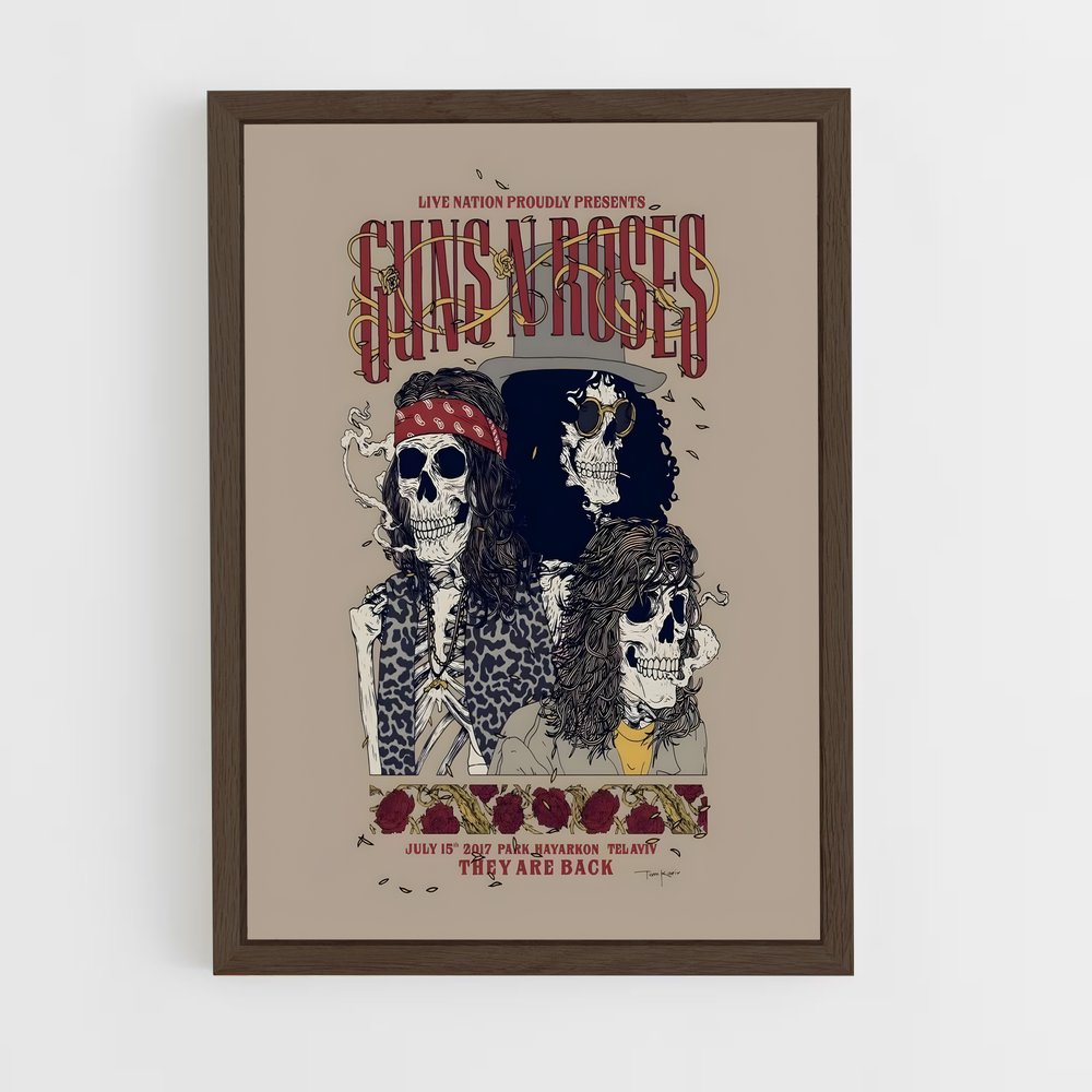 guns-n-roses-3 cadre Bois foncé
