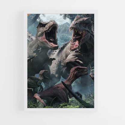 Poster Combat de dinosaures