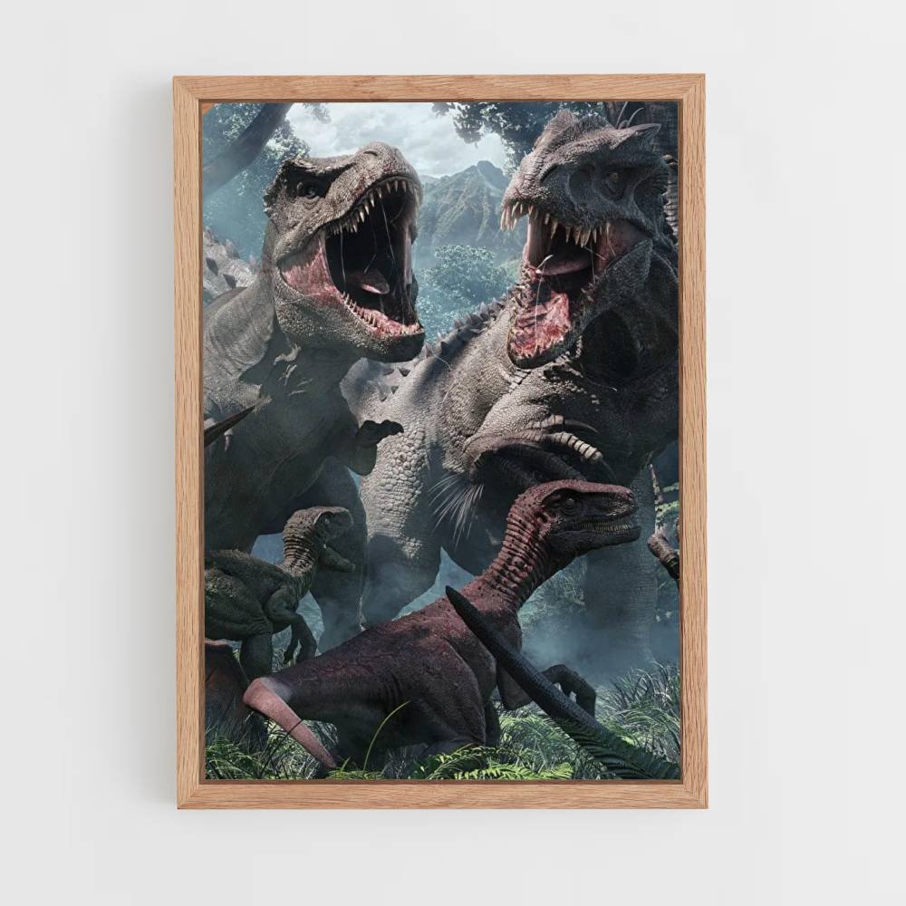 Poster Combat de dinosaures