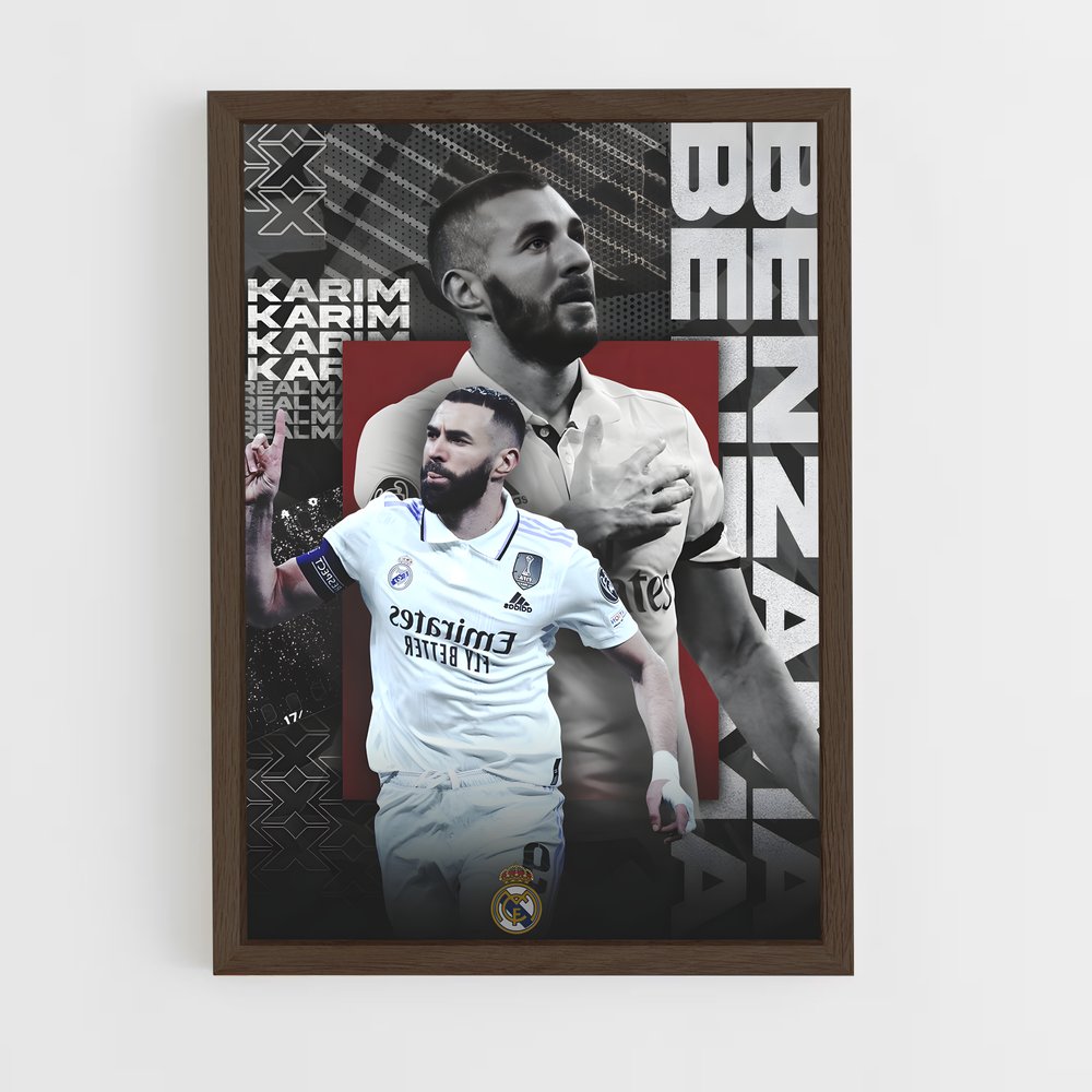 karim-benzema-19 cadre Bois foncé