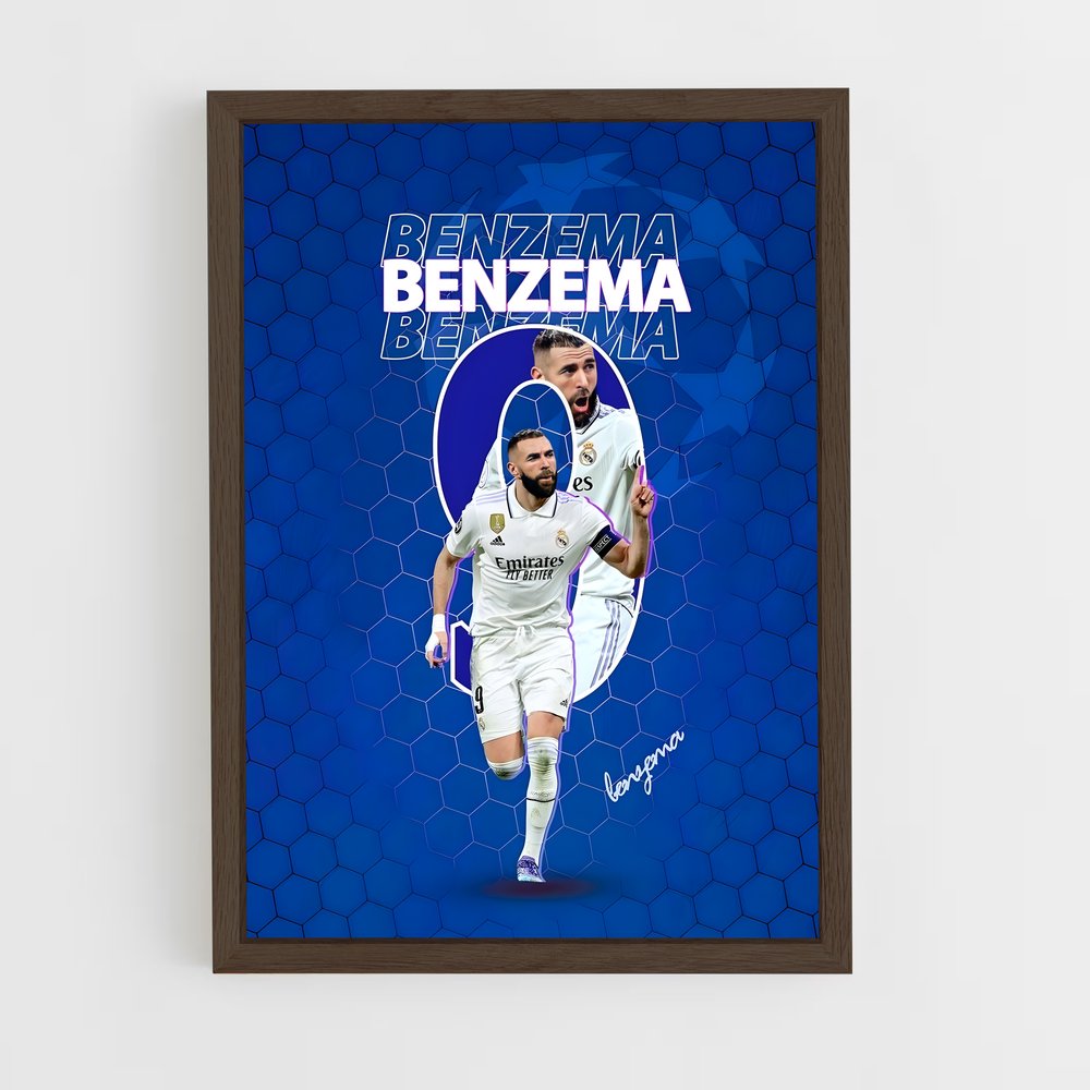 karim-benzema-9 cadre Bois foncé