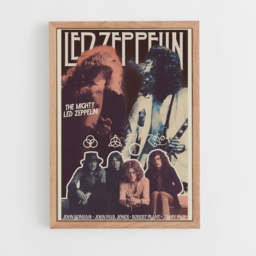 led-zeppelin-17 cadre Bois clair