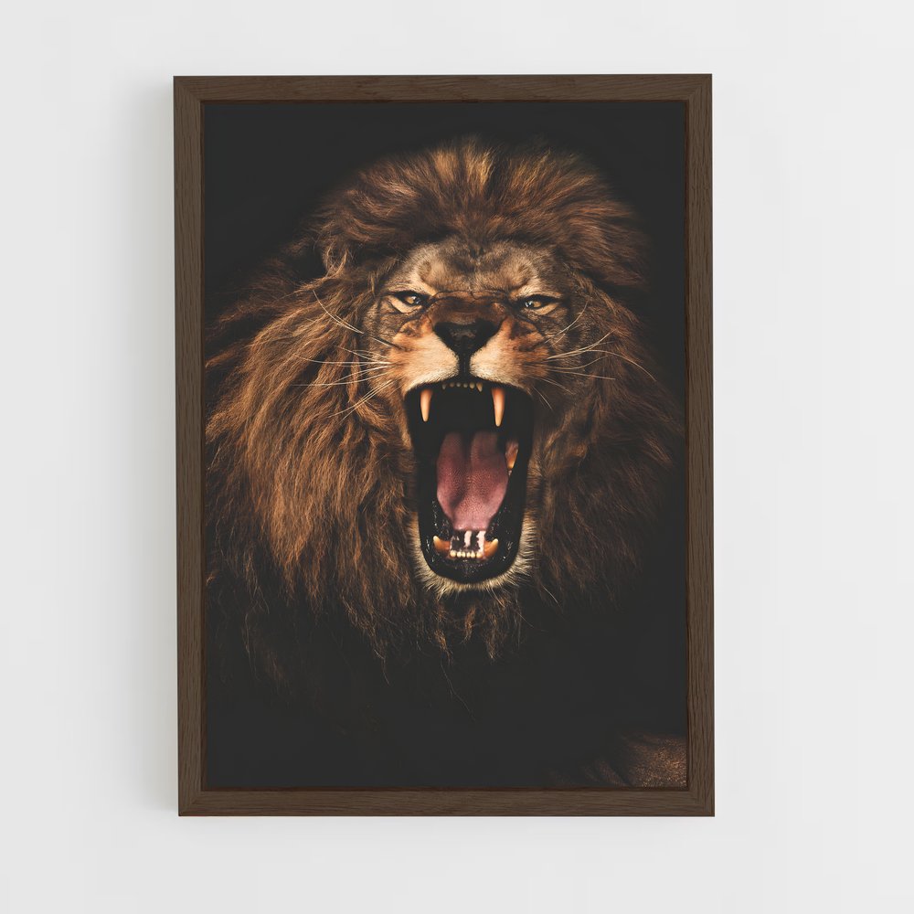 lion-2 cadre Bois foncé