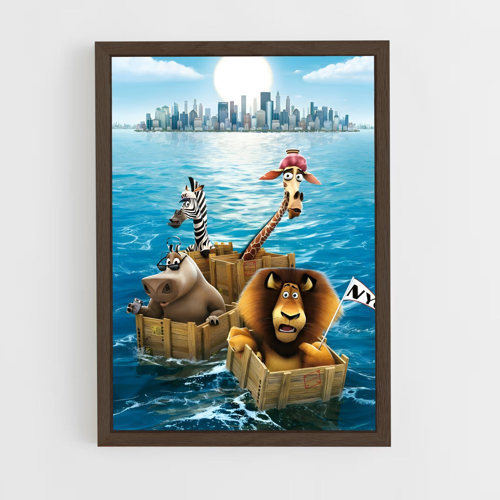 madagascar-3 cadre Bois foncé