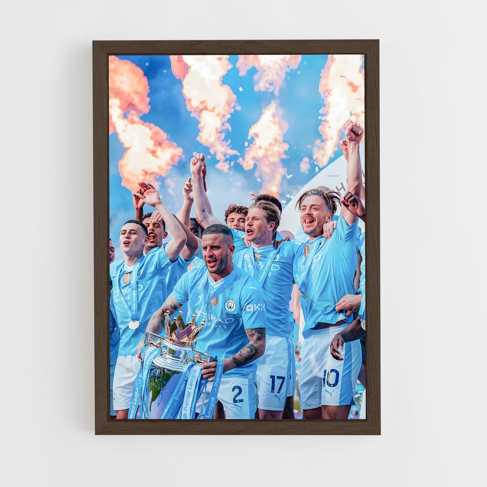 manchester-city-4 cadre Bois foncé