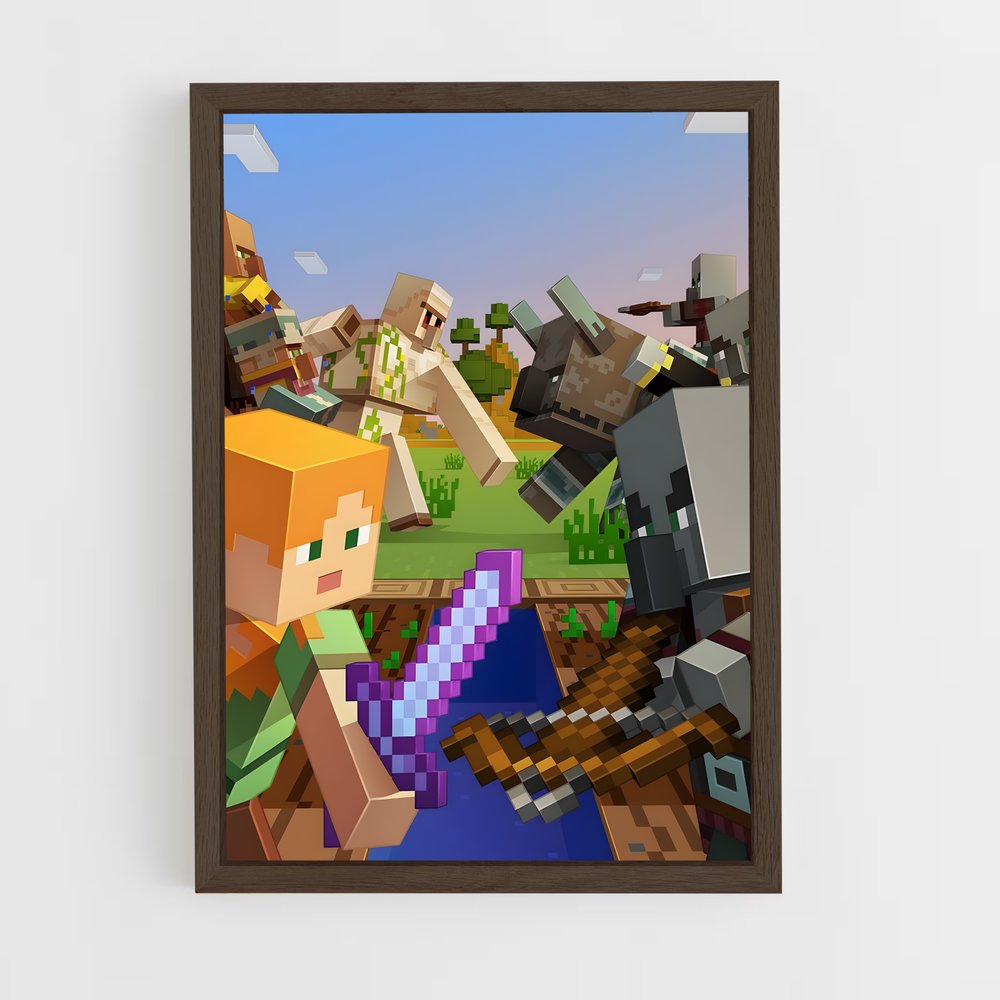 minecraft-2 cadre Bois foncé
