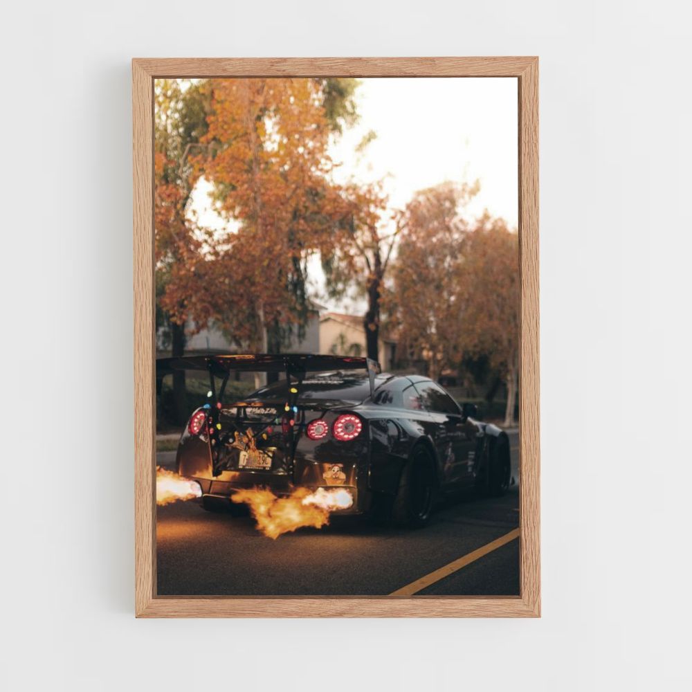 Poster Nissan GTR Flammes