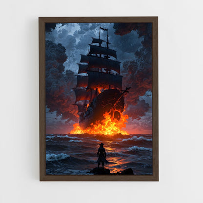 pirate-boat-12 cadre Bois foncé