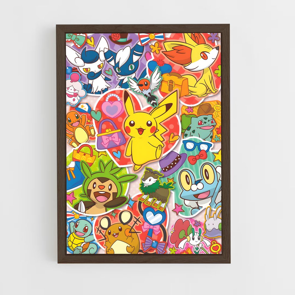 pokemon-14 cadre Bois foncé