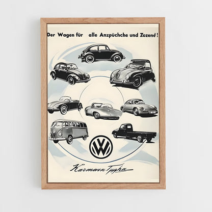 volkswagen-3 cadre Bois clair
