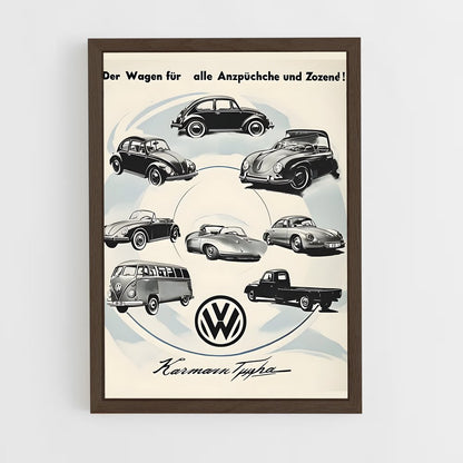 volkswagen-3 cadre Bois foncé
