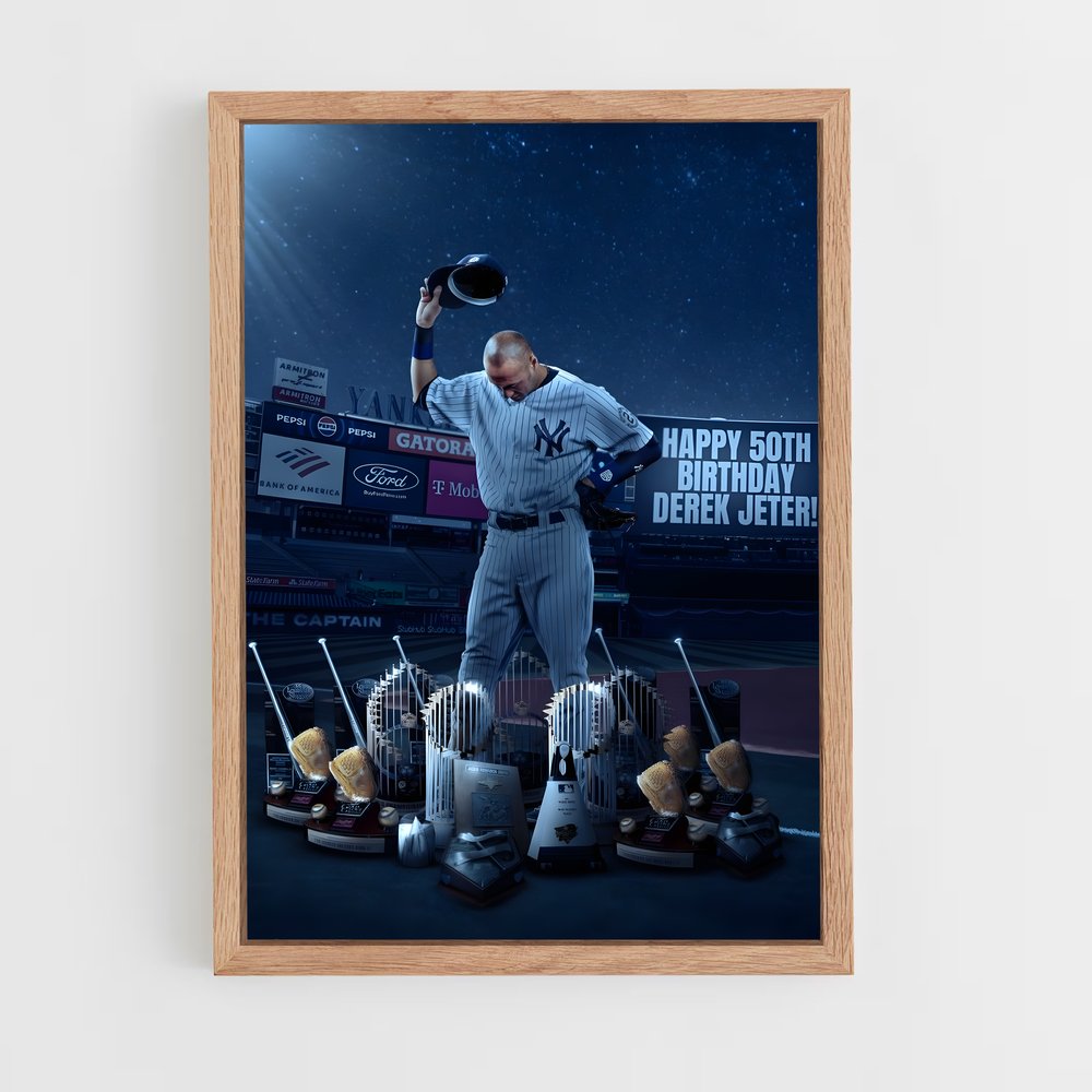 yankees-5 cadre Bois clair