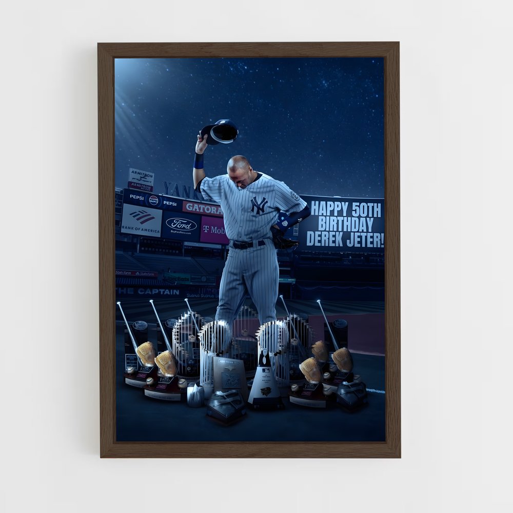 yankees-5 cadre Bois foncé